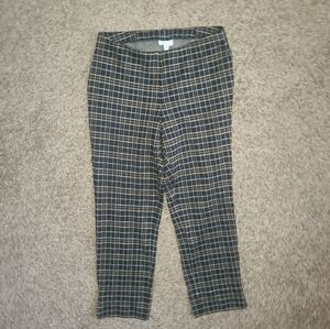 J.Jill Black Plaid Ponte Slim Leg Pants Size MP Elastic Waist Stretch Rayon